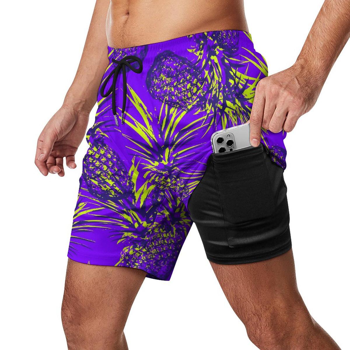 Electric Pineapple - Anti-Chafe Swim Shorts